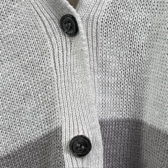 Eileen Fisher Sweater Women's X-Small White Tan 100% Linen Button Up Cardigan - Picture 4 of 10